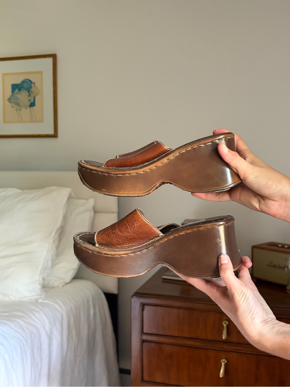 Steve Madden Brown Leather Platform Mules